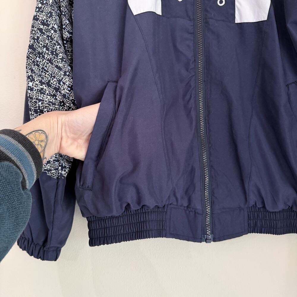 Vintage Wilson Windbreaker Jacket Womens Small Navy Embroidered Full Zip Retro - Picture 4 of 10